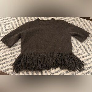 Missguided Dark Brown Fringe Hem Sweater